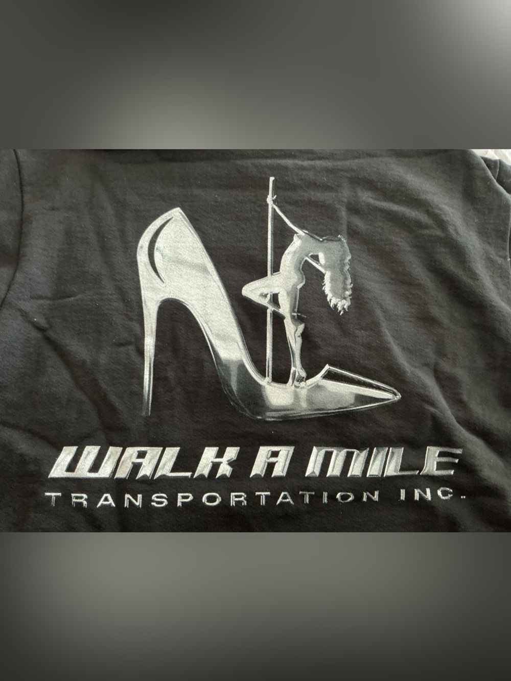 Black Graphic Art Print with Silver Heel Motif